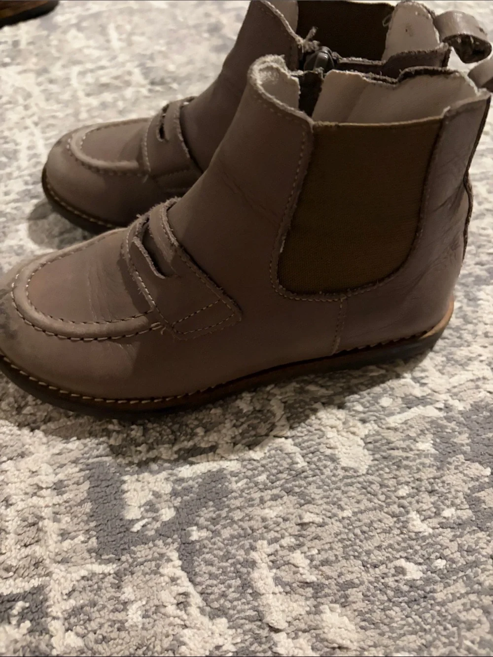 Toddler Brown Leather Ankle Boots with Side Zip